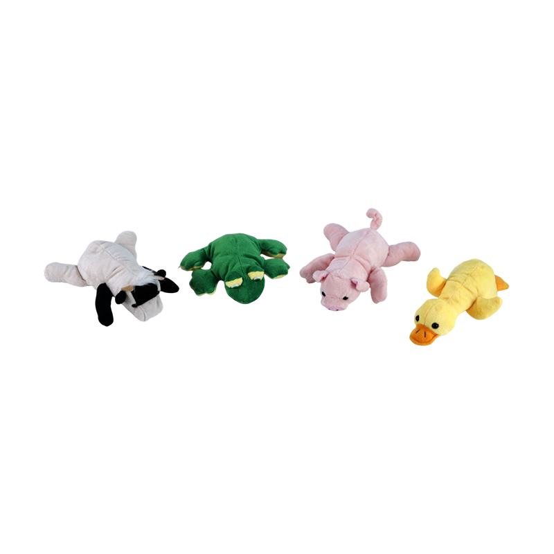 ST99-405-2 5.5インチ 農場動物 寝転び・座りポーズ ぬいぐるみ（アヒル、ブタ、牛、カエル）