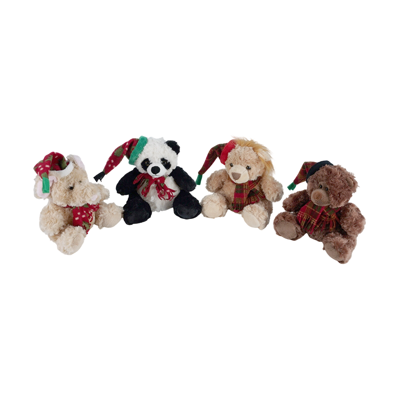 STA01314 クリスマスフォレスト動物ぬいぐるみコレクション — ライオン / ゾウ / パンダ / ヒグマ