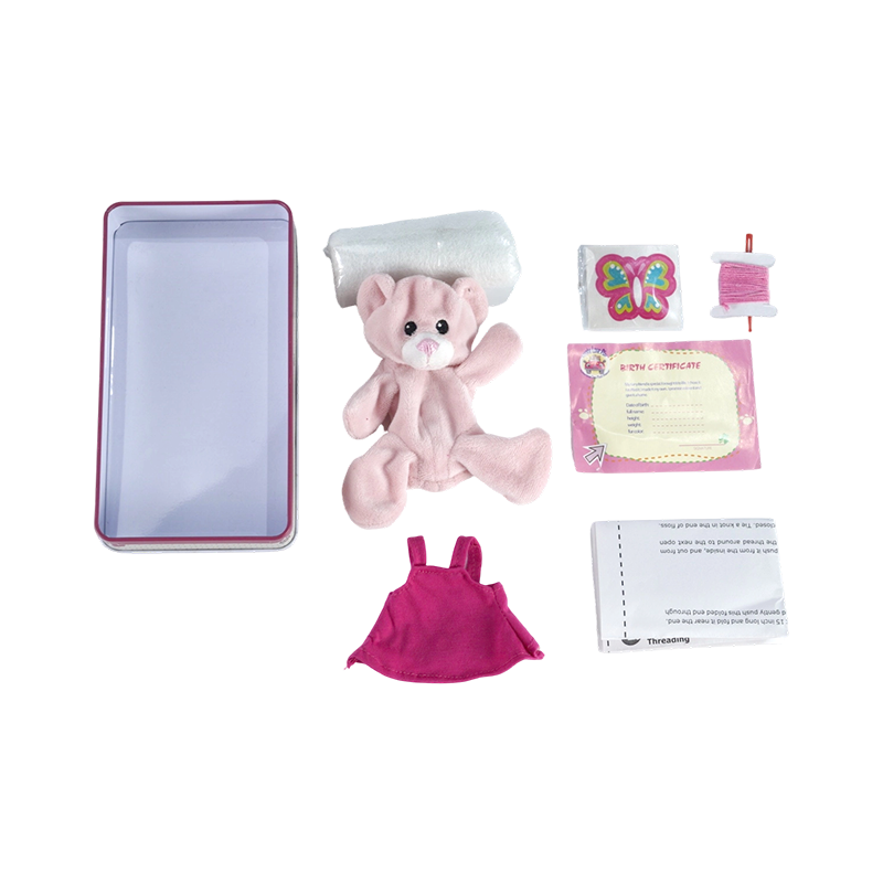 ドレスと装飾が施されたピンクのぬいぐるみベア DIY クラフト キット